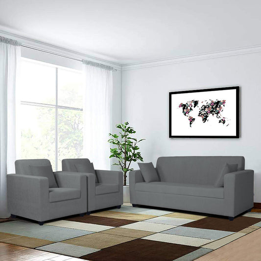 Adorn India Rio Decent 3-1-1 5 Seater Sofa Set (Grey) (3 Year Warranty)