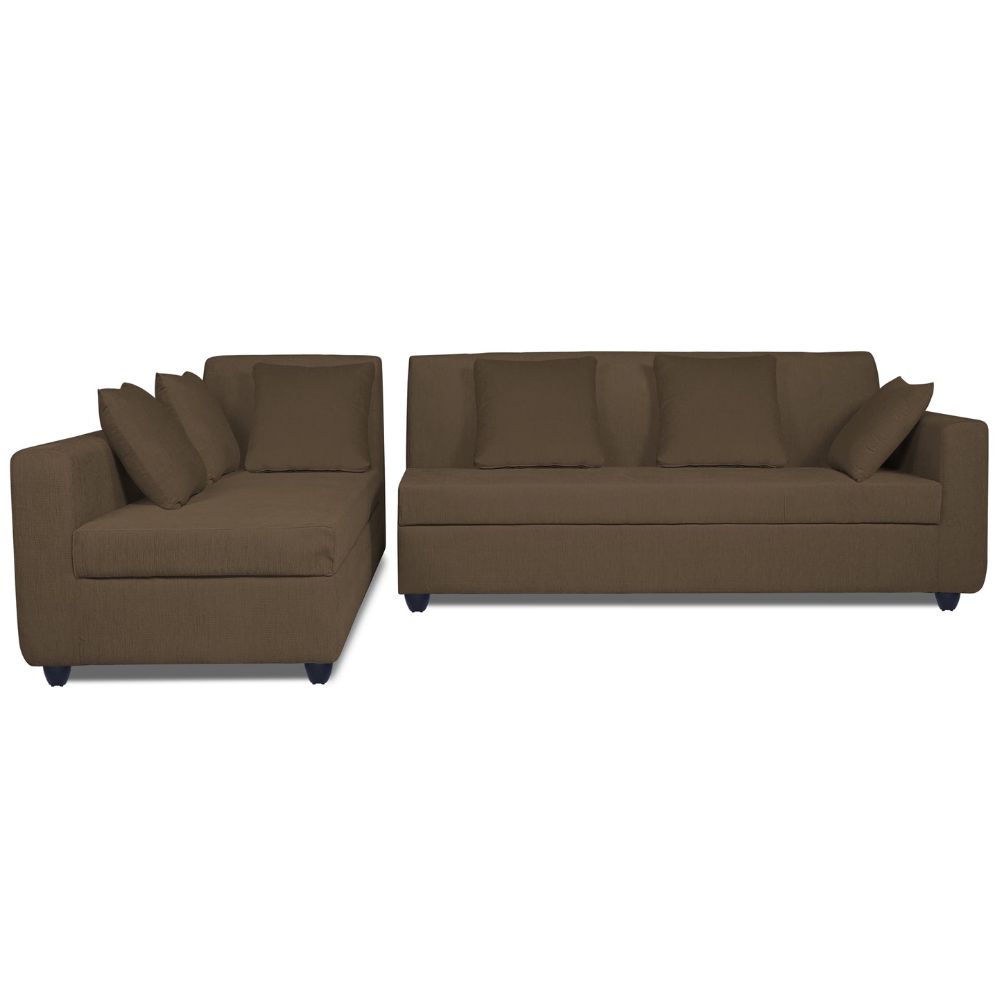 Adorn India Rio Decent L Shape 6 Seater Corner Sofa Set Left Side Handle (Brown) (3 Year Warranty)