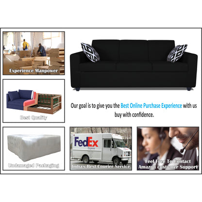 Adorn India Monteno 3-1-1 5 Seater Sofa Set (Black) (3 Year Warranty)