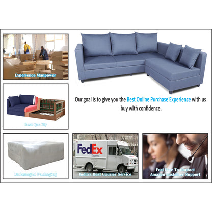 Adorn India New Straight Line Modular 5 Seater Sofa Set (Dark Grey)