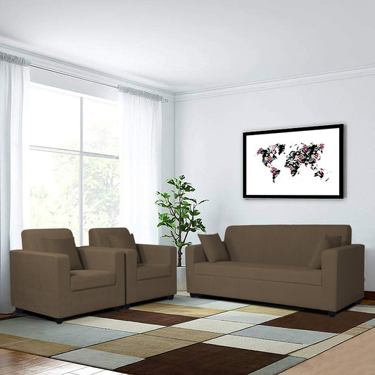 Adorn India Rio Decent 3-1-1 5 Seater Sofa Set (Brown) (3 Year Warranty)