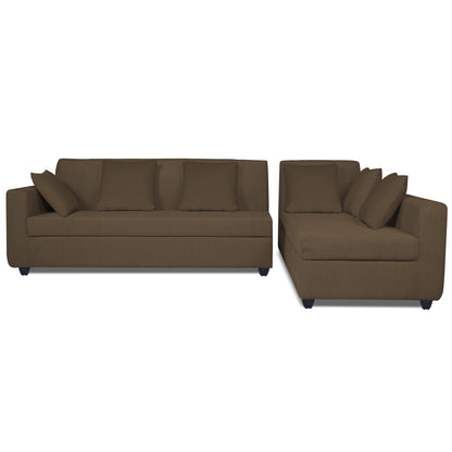 Adorn India Rio Decent L Shape 6 Seater Corner Sofa Set Right Side Handle (Brown) (3 Year Warranty)