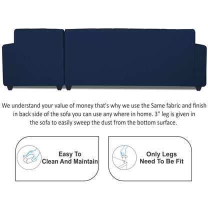 Adorn India Rio HighBack L Shape 6 Seater Sofa Set (Right Hand Side) (Blue) (3 Year Warranty)