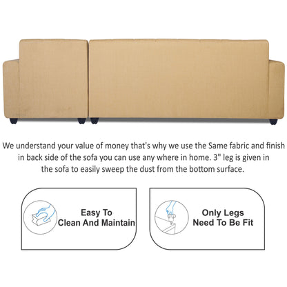 Adorn India Rio Highback L Shape 6 Seater Sofa Set (Right Hand Side) (Beige) (3 Year Warranty)