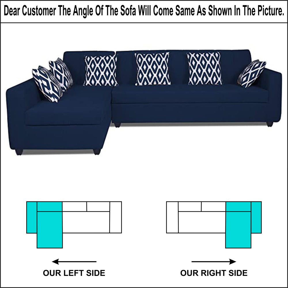 Adorn India Rio Highback L Shape 6 Seater corner Sofa Set (Left Side Handle)(Blue) (3 Year Warranty)
