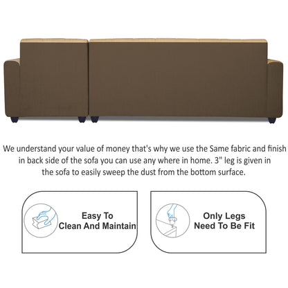 Adorn India Rio High Back L Shape 6 Seater Sofa Set (Right Hand Side) (Brown & Beige)