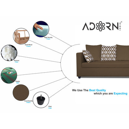 Adorn India Zink Straight line L Shape 6 Seater Sofa Rhombus Cushion(Camel)