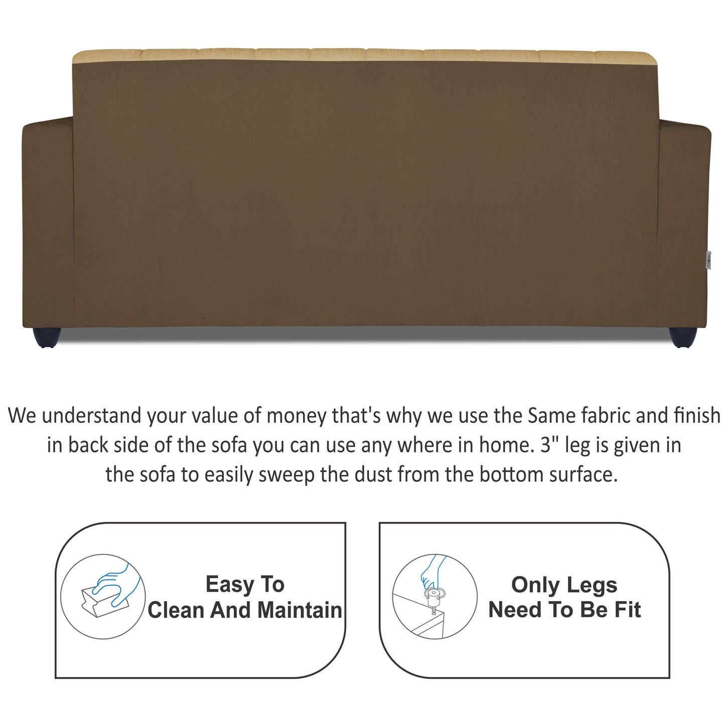 Adorn India Rio Highback 3+1+1 5 Seater Sofa Set (Brown & Beige) (3 Year Warranty)