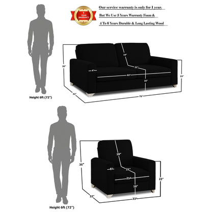 Adorn India Straight line 3+1+1 Seater Sofa Set(Black)