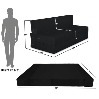 Adorn India Easy Three Seater Sofa Cum Bed Floral '6 x 6' (Black)(1 Year Warranty)