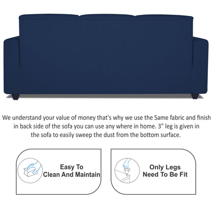 Adorn India Monteno L Shape 4 Seater Sofa Set (Blue) (3 Year Warranty)