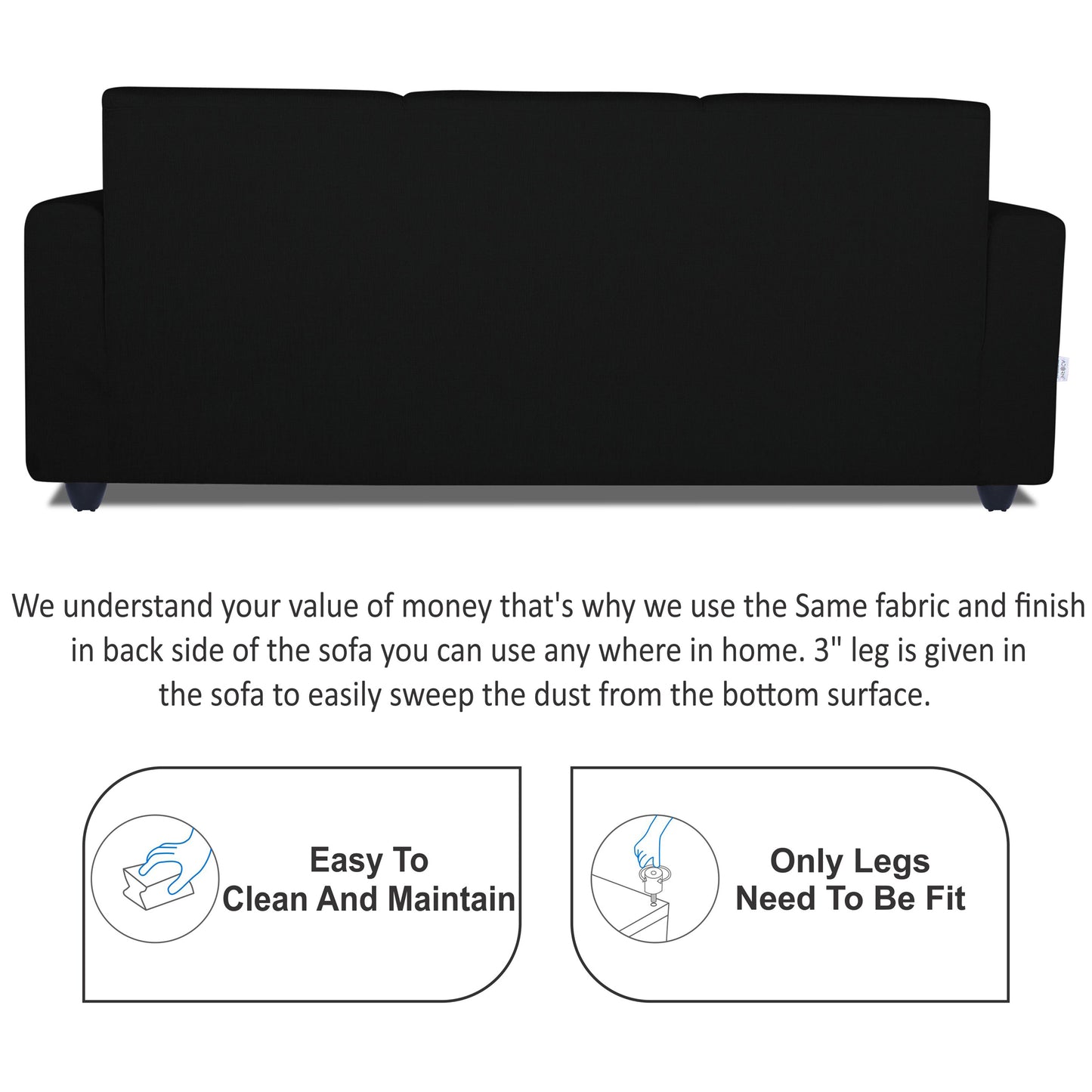 Adorn India Monteno 3-1-1 5 Seater Sofa Set (Black) (3 Year Warranty)
