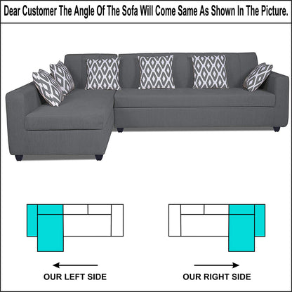 Adorn India Rio Highback L Shape 6 Seater Sofa Set (Left Hand Side) (Grey) (3 Year Warranty)