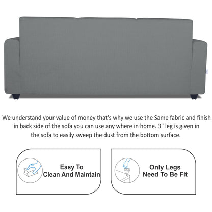 Adorn India Monteno 3 Seater Sofa (Grey) (3 Year Warranty)