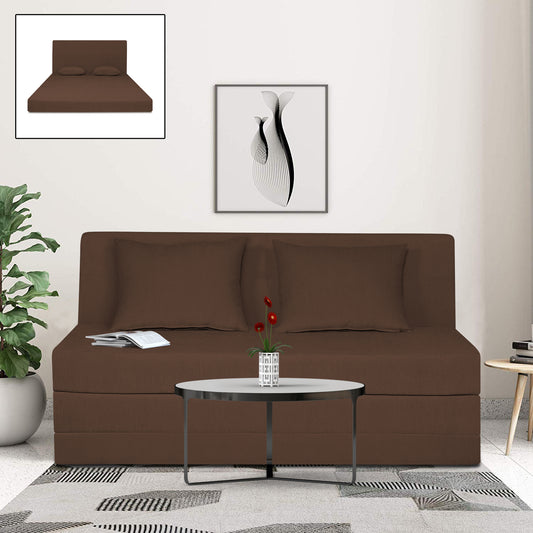 Adorn India Easy Highback Three Seater Sofa Cum Bed Decent 5' x 6' (Brown) (1 Year Warranty)