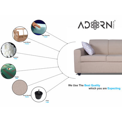 Adorn India Monteno 3 Seater Sofa (Beige) (3 Year Warranty)