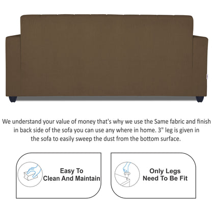Adorn India Rio Highback 3 Seater Sofa (Brown) (3 Year Warranty)