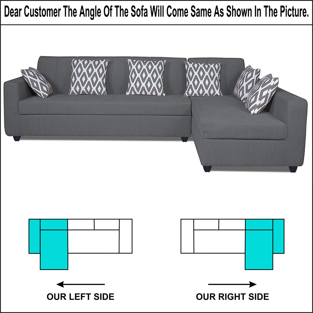 Adorn India Rio Highback L Shape 6 Seater coner Sofa Set (Grey)