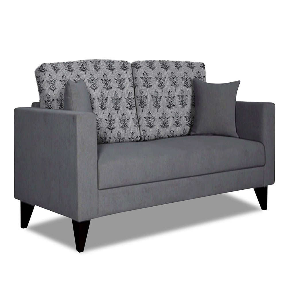 Adorn India Parker Leaf 2 Seater Sofa (Grey) Martin Plus (3 Year Warranty)