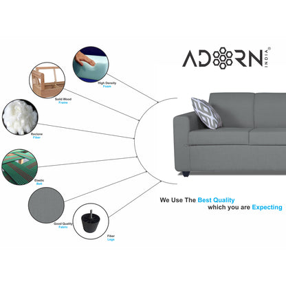 Adorn India Monteno 3-1-1 5 Seater Sofa Set (Grey) (3 Year Warranty)