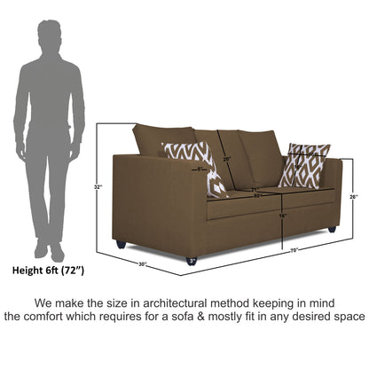 Adorn India Zink Straight Line 3 Seater Sofa (Brown)