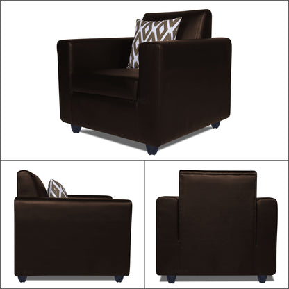 Adorn India Monteno Leatherette 3+1+1 5 Seater Sofa Set (Brown) (3 Year Warranty)