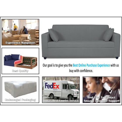Adorn India Rio Decent 3 Seater Sofa(Grey) (3 Year Warranty)