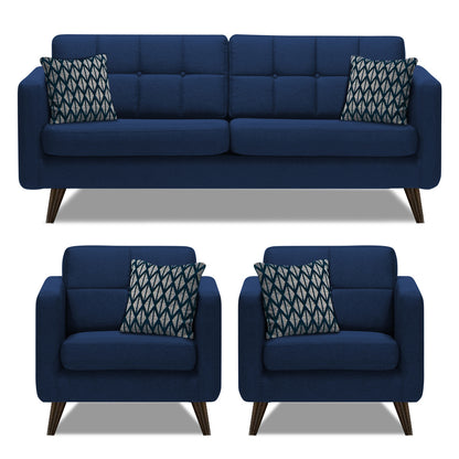 Adorn India Chilly 5 Seater 3-1-1 Fabric Sofa Set (Blue) (3 Year Warranty)