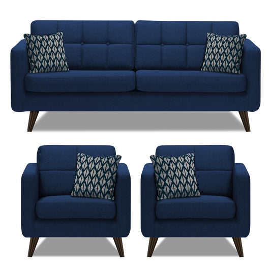 Adorn India Chilly 5 Seater 3-1-1 Fabric Sofa Set (Blue) (3 Year Warranty)