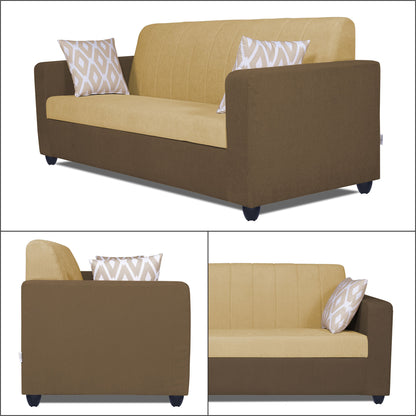 Adorn India Rio Highback 3+1+1 5 Seater Sofa Set (Brown & Beige) (3 Year Warranty)