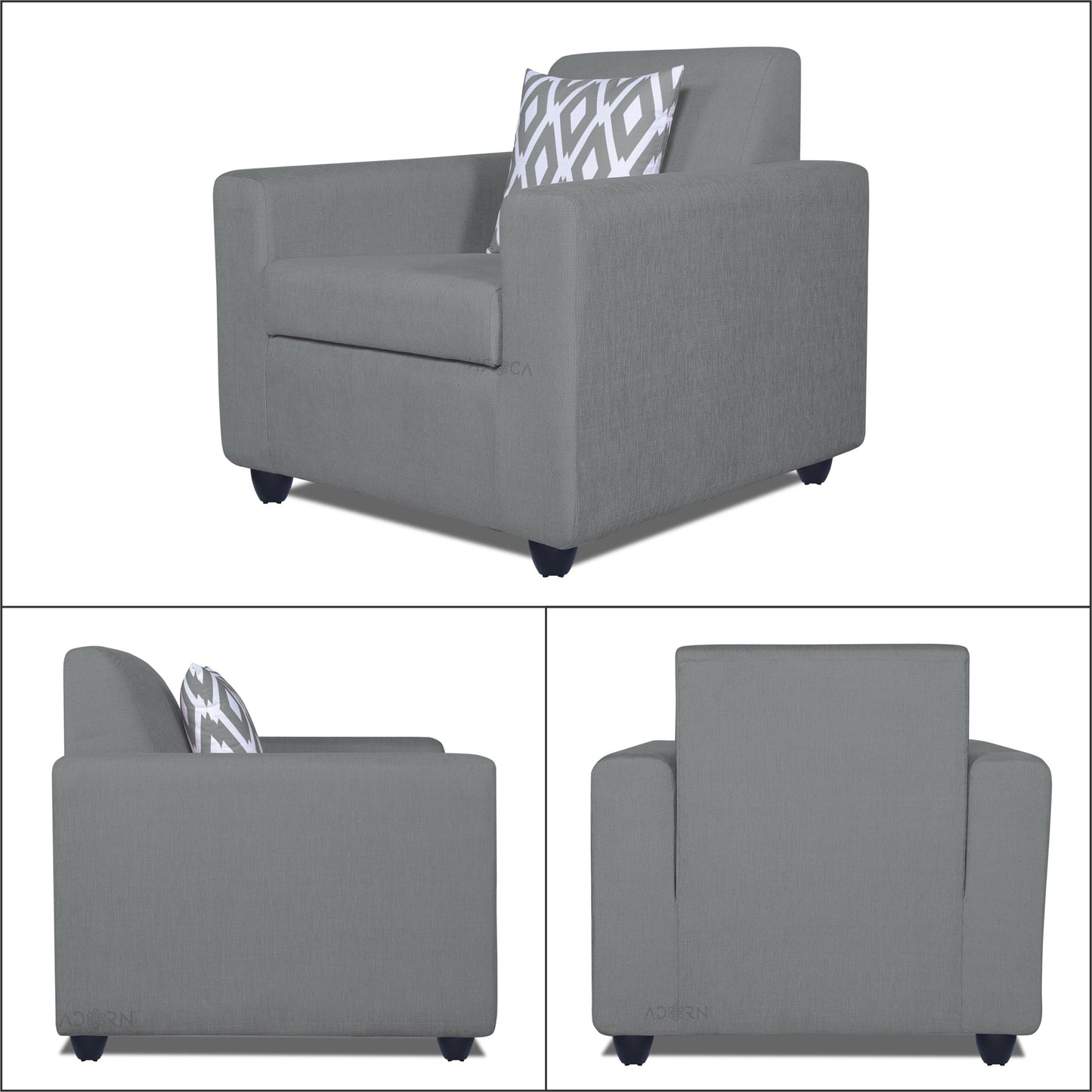 Adorn India Monteno 3-1-1 5 Seater Sofa Set (Grey) (3 Year Warranty)