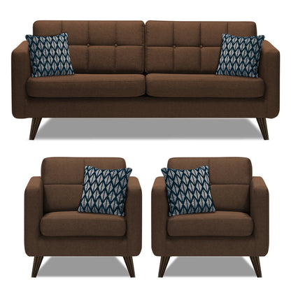 Adorn India Chilly 5 Seater 3-1-1 Fabric Sofa Set (Brown) (3 Year Warranty)