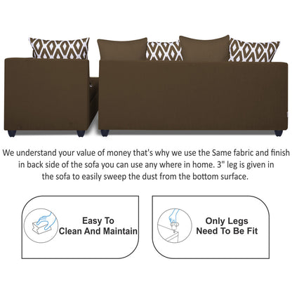 Adorn India Zink Straight line L Shape 6 Seater Sofa Rhombus Cushion(Camel)