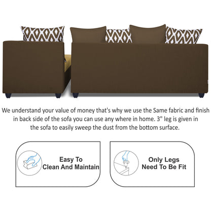 Adorn India Zink Straight line L Shape 6 Seater Sofa Rhombus Cushion(Brown & Beige)