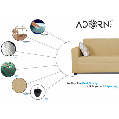 Adorn India Rio Highback 3 Seater Sofa (Beige) (3 Year Warranty)
