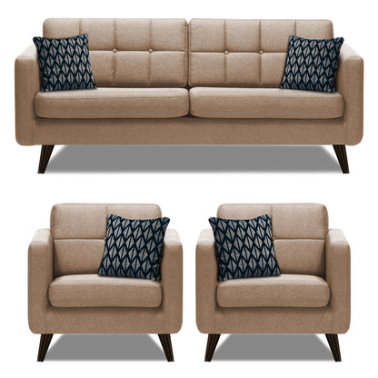 Adorn India Chilly 5 Seater 3-1-1 Fabric Sofa Set (Beige) (3 Year Warranty)