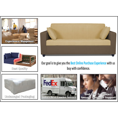 Adorn India Rio Decent Wooden 3-1-1 5 Seater Sofa Set (Brown & Beige)