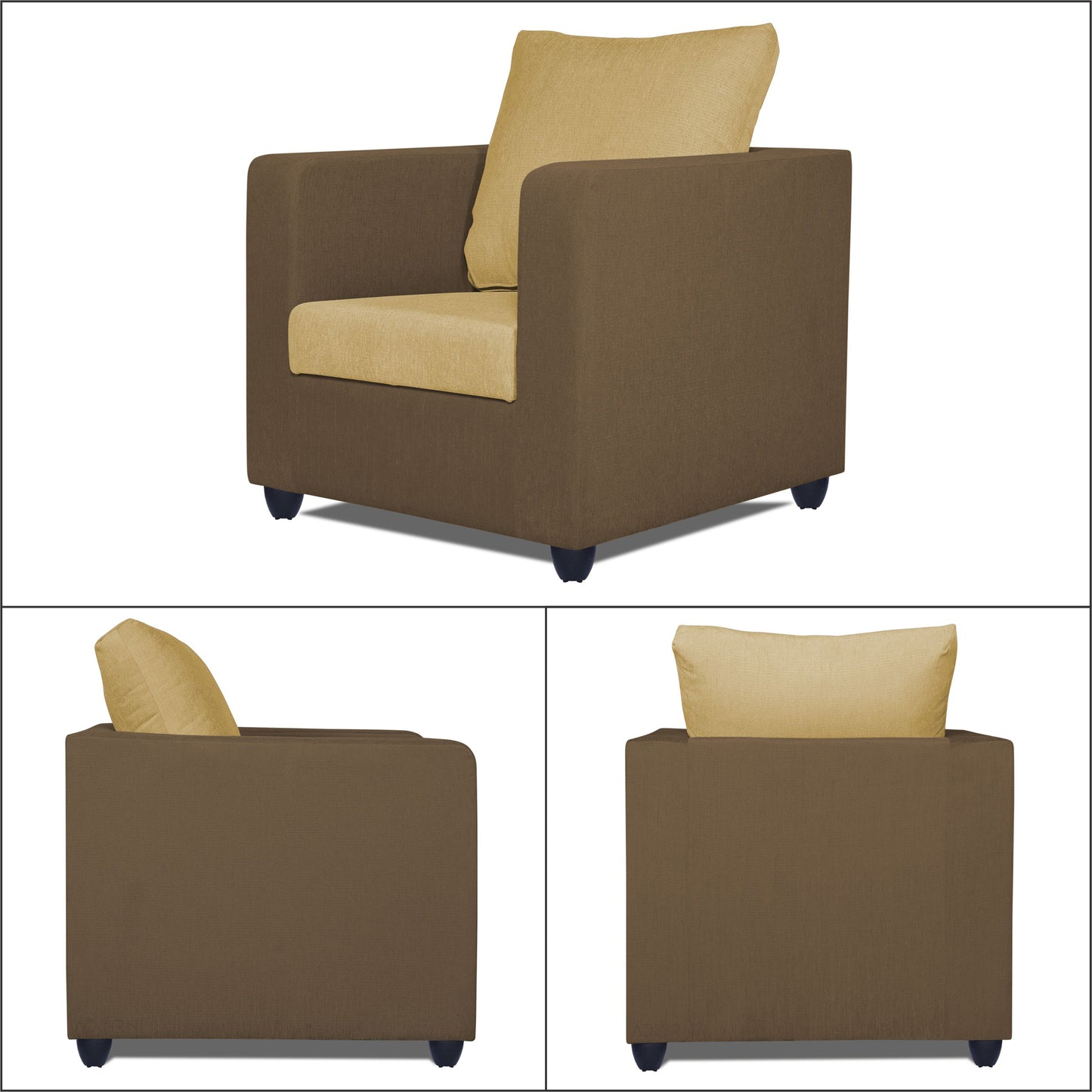 Adorn India Zink Straight Line 3-1-1 5 Seater Sofa Set (Brown & Beige)