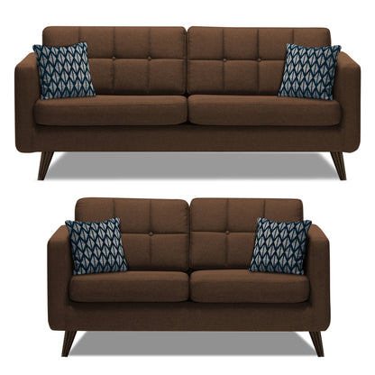 Adorn India Chilly 5 Seater 3+2 Fabric Sofa Set (Brown) (3 Year Warranty)