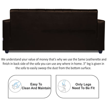 Adorn India Rio HighBack Leatherette 3+1+1 5 Seater Sofa Set (Brown) (3 Year Warranty)