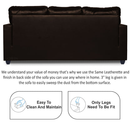 Adorn India Astor Leatherette 3+1+1 5 Seater Sofa Set (Brown) (3 Year Warranty)
