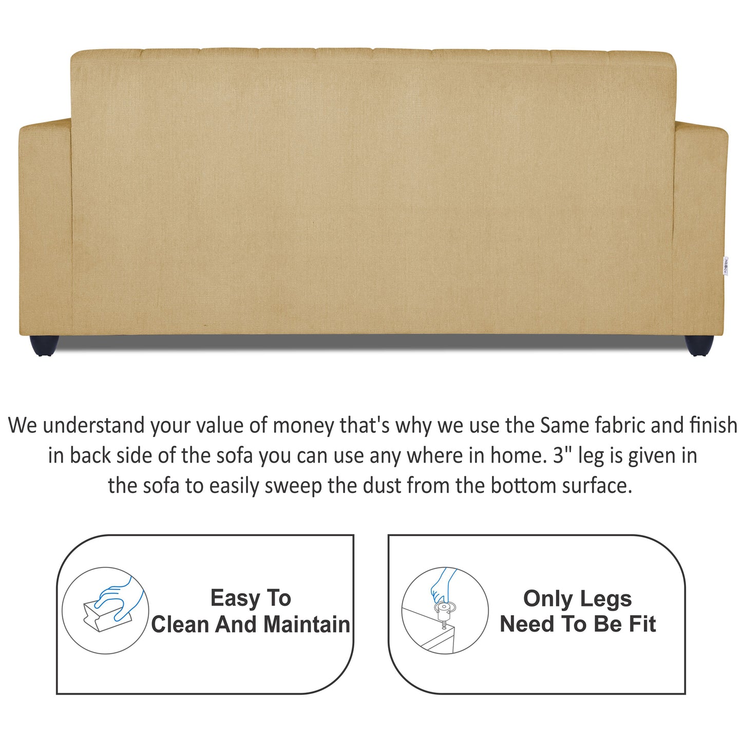 Adorn India Rio Highback 3+1+1 5 Seater Sofa Set (Beige) (3 Year Warranty)
