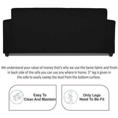 Adorn India Rio Highback 3 Seater Sofa (Black) (3 Year Warranty)