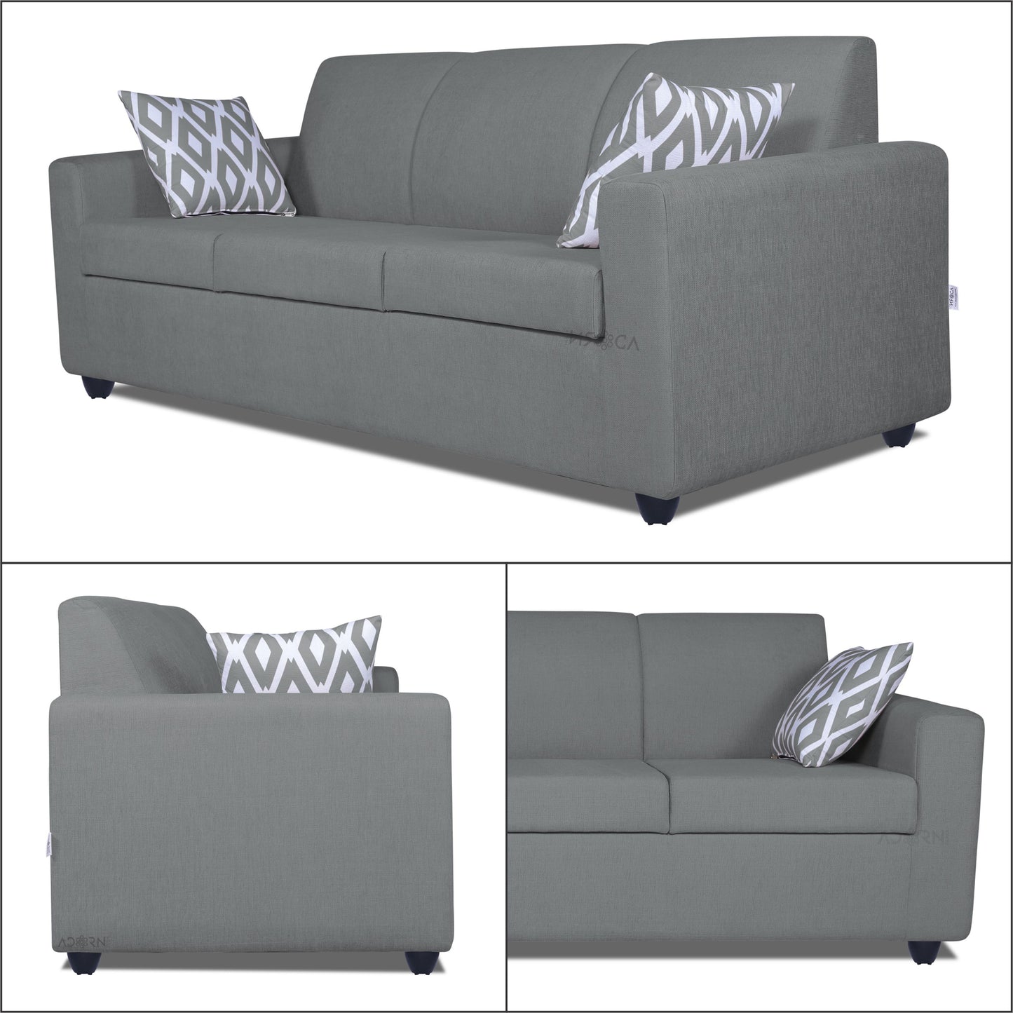 Adorn India Monteno 3-1-1 5 Seater Sofa Set (Grey) (3 Year Warranty)