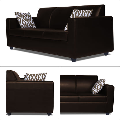 Adorn India Monteno Leatherette 3+1+1 5 Seater Sofa Set (Brown) (3 Year Warranty)