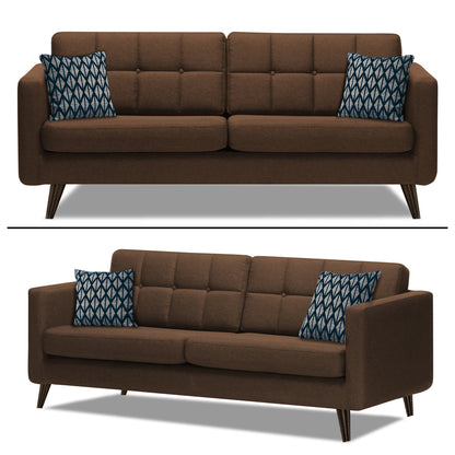 Adorn India Chilly 6 Seater 3+2+1 Fabric Sofa Set (Brown) (3 Year Warranty)
