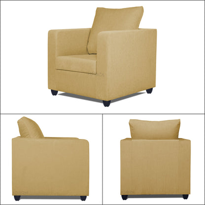 Adorn India Zink Straight Line 3-1-1 5 Seater Sofa Set (Beige)