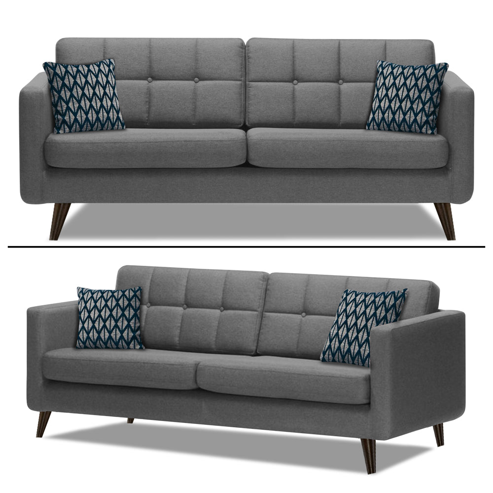 Adorn India Chilly 5 Seater 3-1-1 Fabric Sofa Set (Grey) (3 Year Warranty)