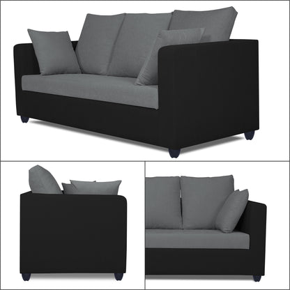 Adorn India Zink Straight Line 3-1-1 5 Seater Sofa Set(Black & Grey)