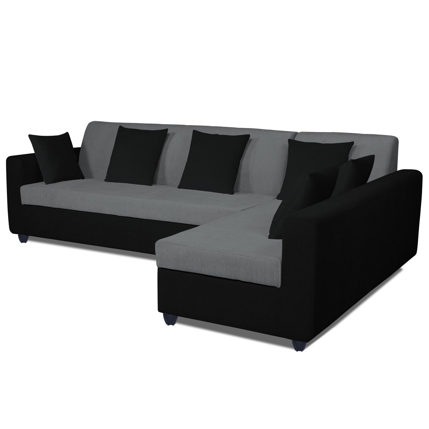 Adorn India Rio Decent L Shape 6 Seater coner Sofa Set (Right Side Handle) (Grey & Black) (3 Year Warranty)